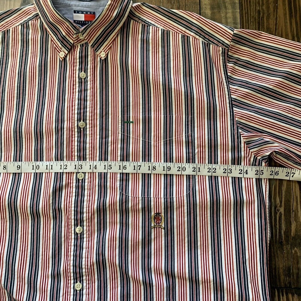 Tommy Hilfiger Men’s Large Dress Shirt Long Sleeve Vintage Logo Button Up Casual - Picture 3 of 12